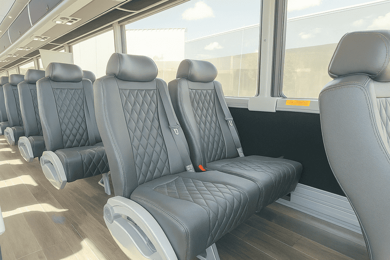 interior of Bridgeport Coach Bus Service charter bus