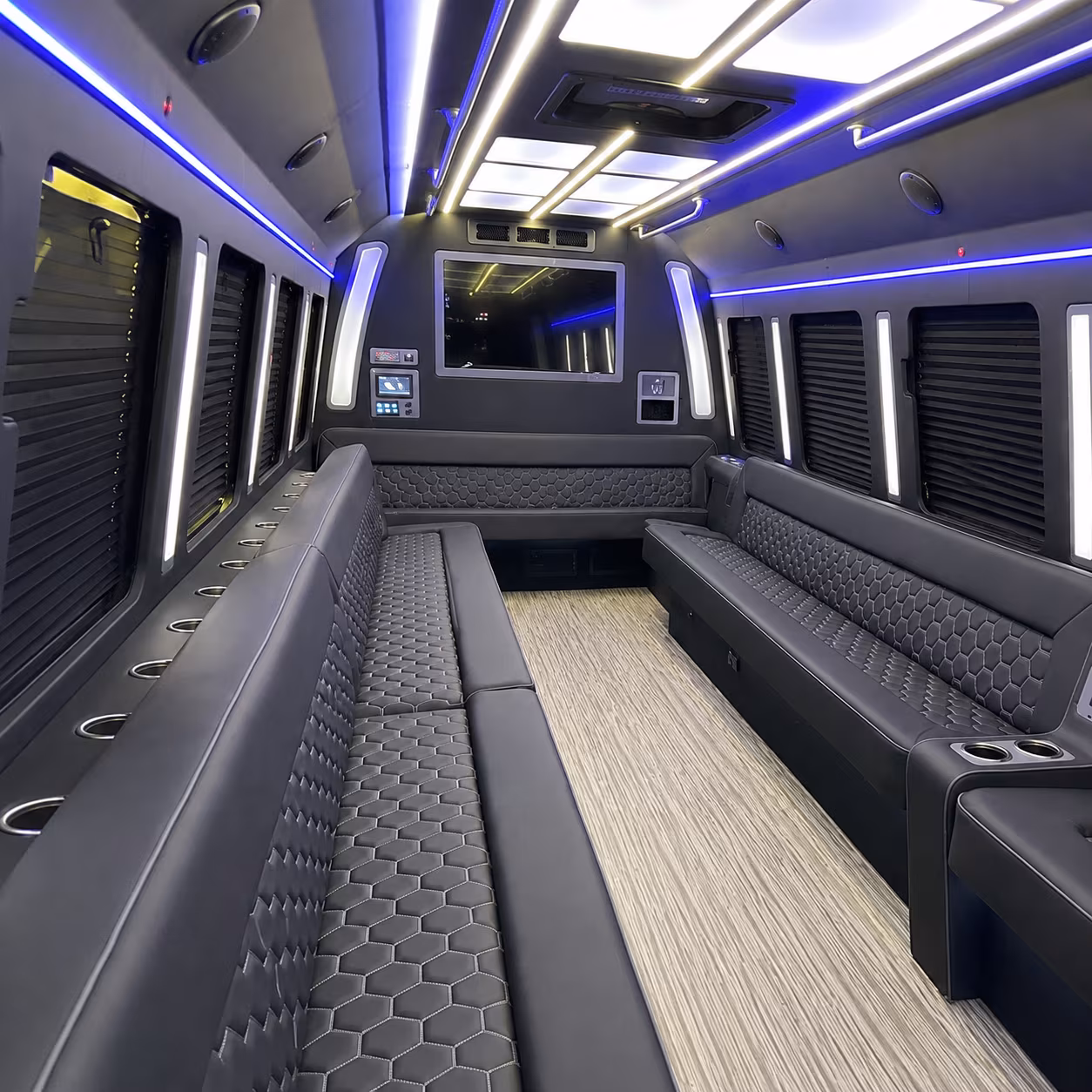 bridgeport 40 passenger party bus inside